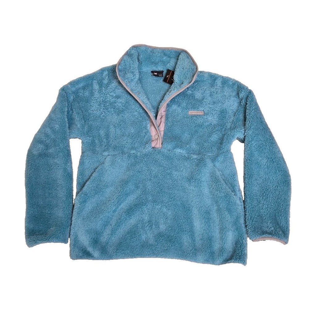 Spyder‎ 1/4 Snap Up Sherpa Pullover Women's M Aqua Sea NWT
